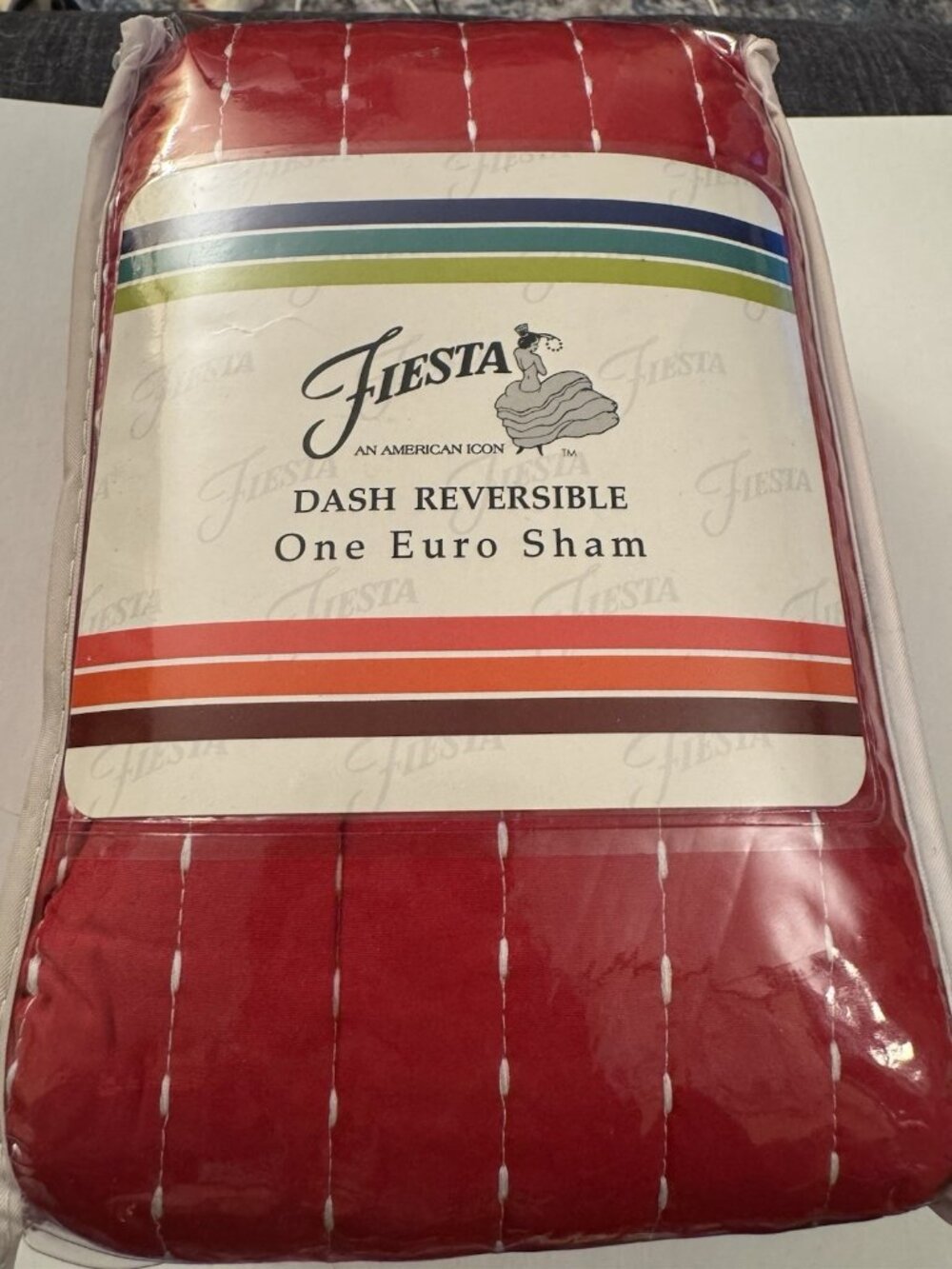Fiesta Classic Red Orange Reversible Euro Sham New 100 Percent Cotton C34